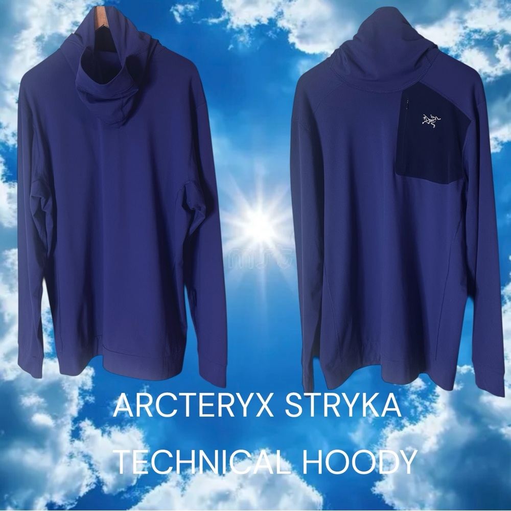 ARCTERYX STRYKA BALACLAVA PULLOVER XL SQUID INK BLUE ZIP CHEST POCKET HOODY NWOT - Picture 7 of 14